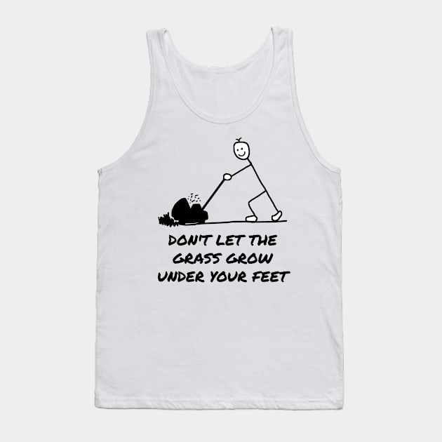 Funny Gardener Cartoon Mowing Lawn Tank Top by Michelle Le Grand